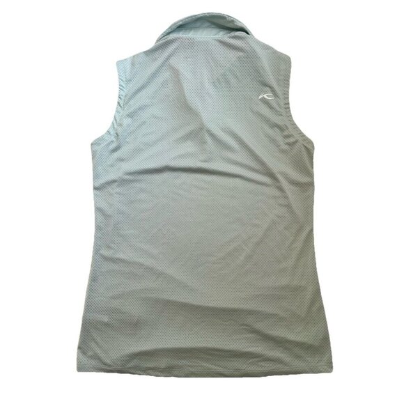 KJUS Eve Sleeveless Polo Shirt Womens 36 /S Teal Mesh Sport Fit Golf Performance - Picture 3 of 4